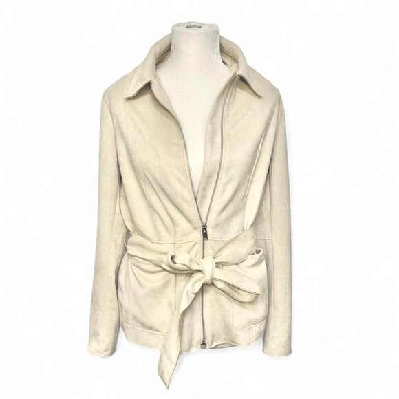 Truth Republic Cream Jacket Blazer Zip Belt Faux Leather Large New - Picture 4 of 10